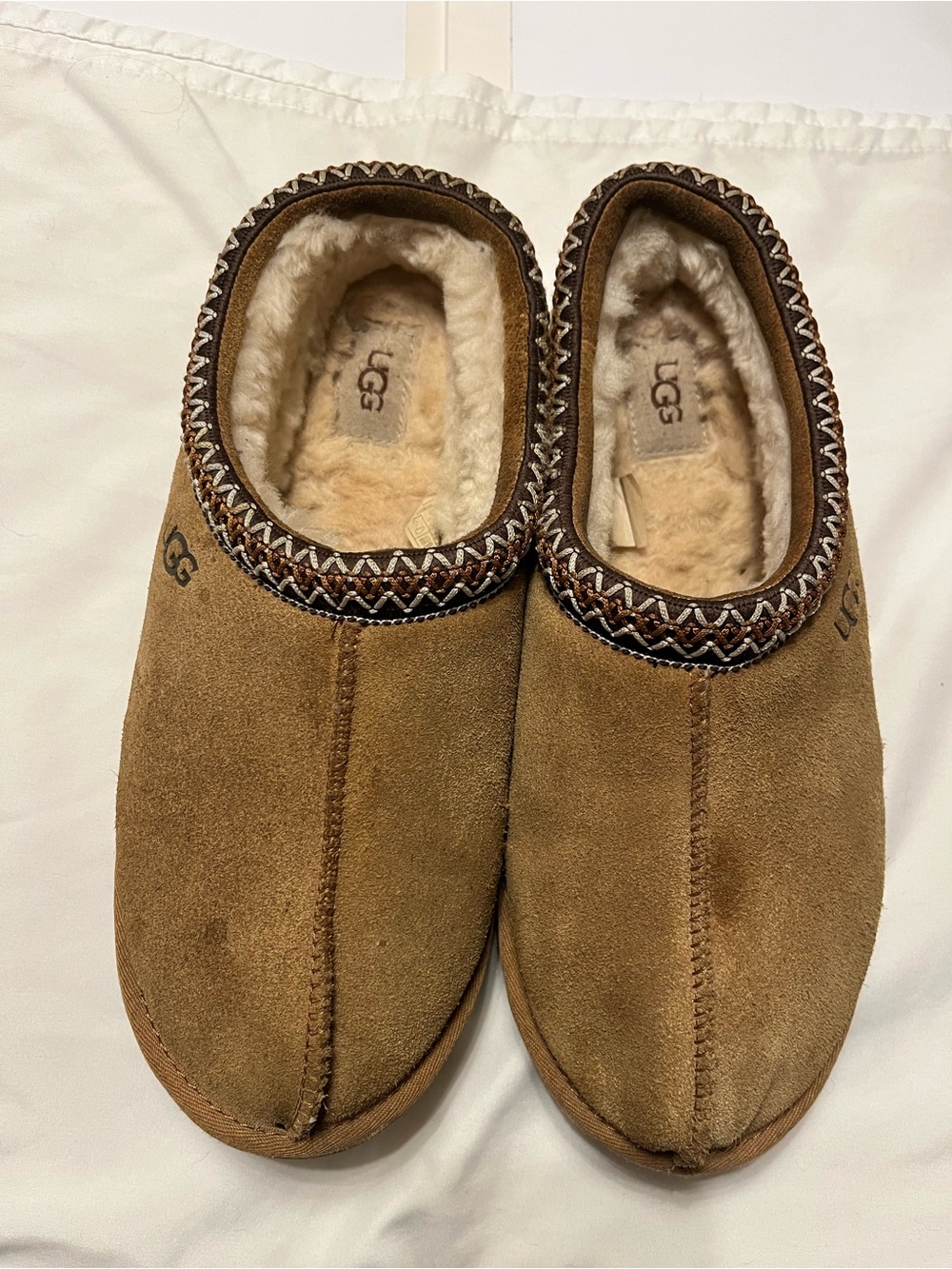 UGG Men's Tasman Suede Shearling-Trim Slip-On Loafers